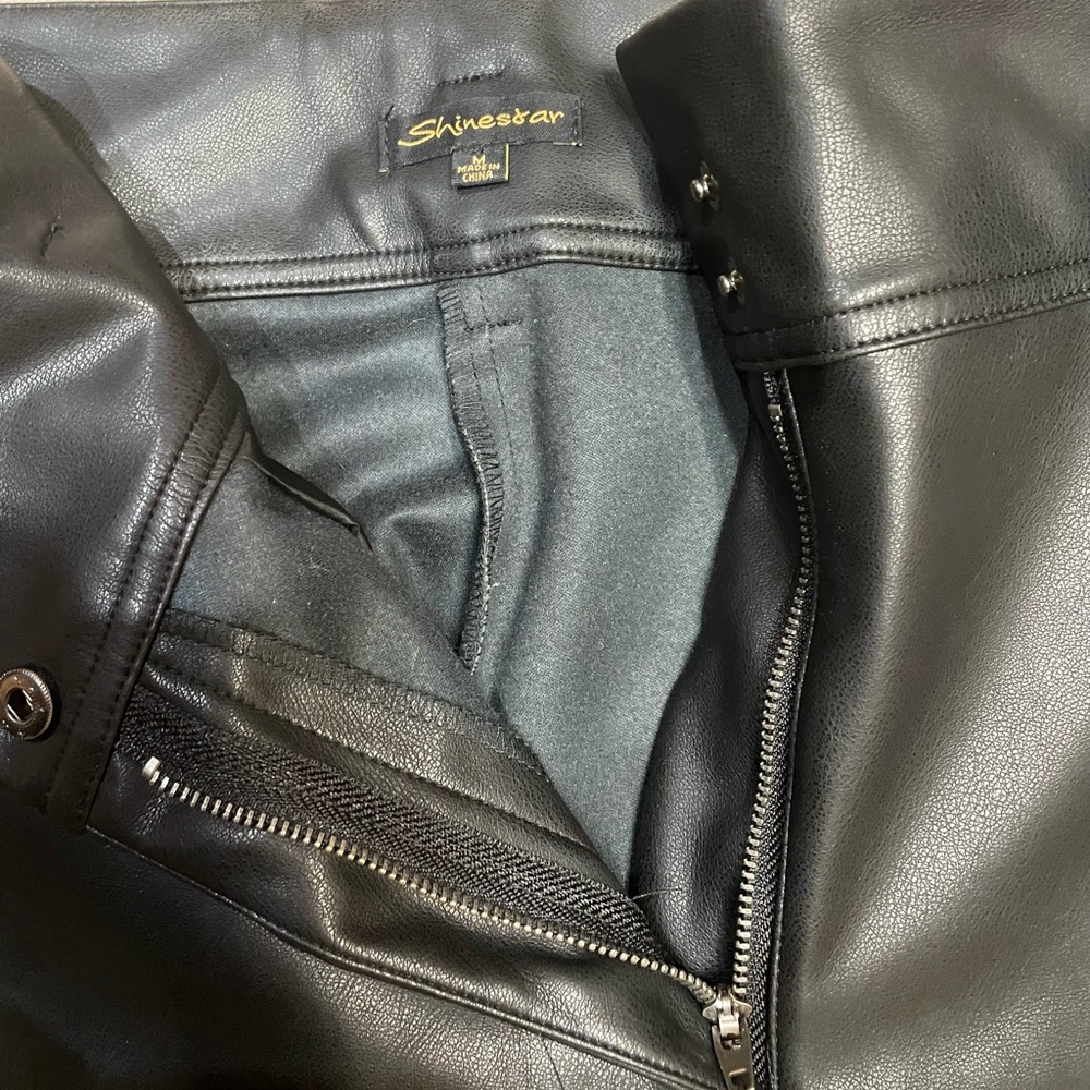 Shinestar Faux Leather Straight Leg Ankle Length Pants (size M) - Picture 3 of 8